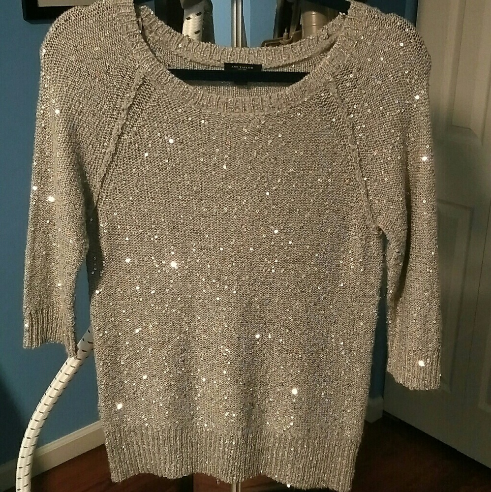 Ann Taylor sweater tunic sequins XS